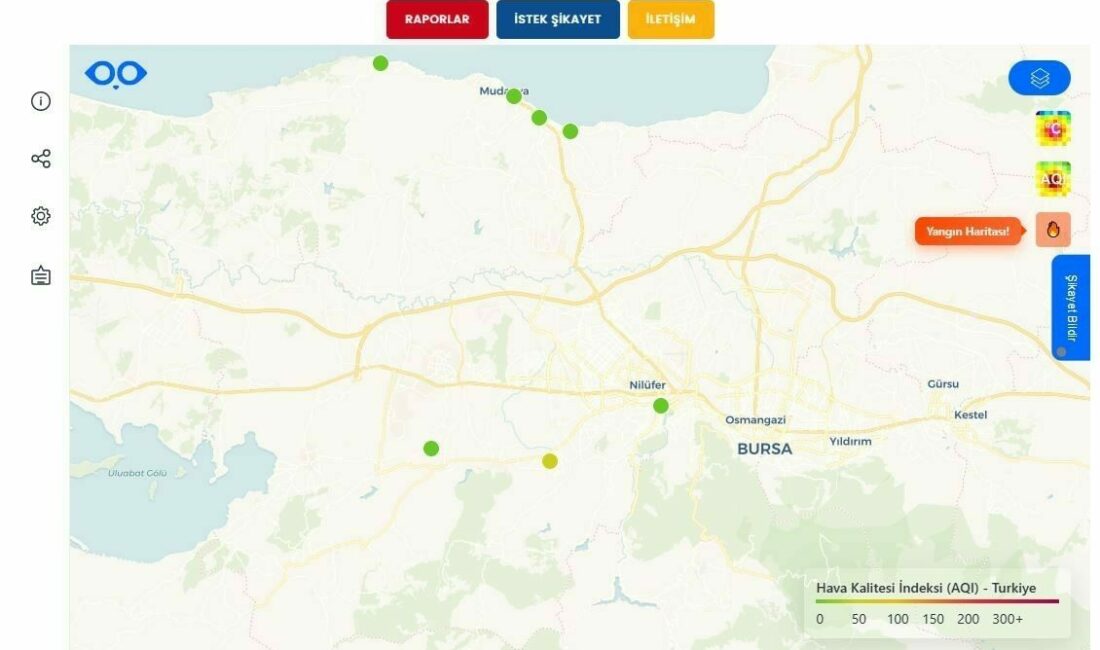 Büyükşehir’den yangın noktalarını anlık gösteren sistem Bursa Büyükşehir Belediyesi, hava ve gürültü kirliliğinin tespiti için geçtiğimiz