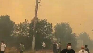 Bursa’nın İznik ilçesiyle Kocaeli’nin Karamürsel ilçeleri arasında başlayan yangın şiddetli