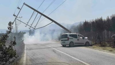 Bursa’nın İnegöl ilçesinde meydana gelen kazada kontrolden çıkan kamyonet, enerji