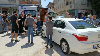 Bursa’nın İnegöl ilçesinde ters yönden gelen otomobil ile motosiklet çarpıştı.
