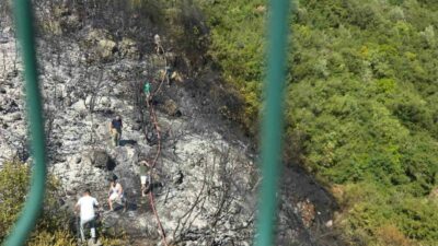 Bursa’nın Orhangazi ilçesinin yüksek kesimlerinde bulunan makilik alanda öğle saatlerinde