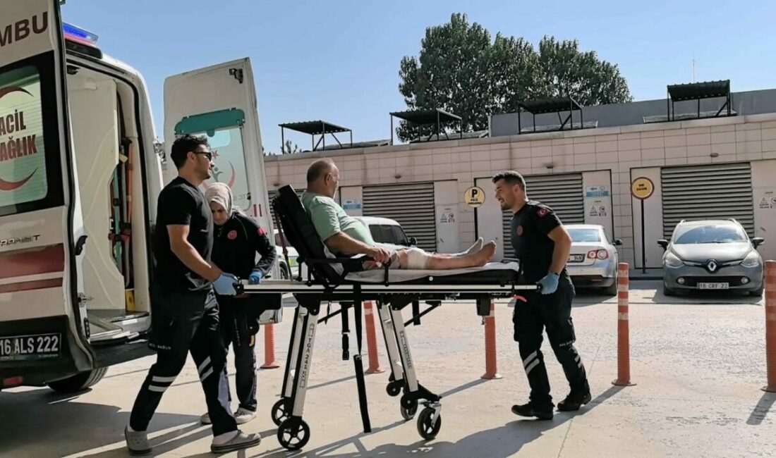 Bursa’nın İnegöl ilçesinde meydana gelen olayda spiralle bacağını kesen işçi