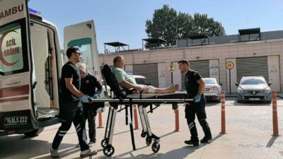 Bursa’nın İnegöl ilçesinde meydana gelen olayda spiralle bacağını kesen işçi