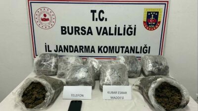 Kestel ilçesinde jandarma ekiplerinin yaptığı aramada şeffaf streç filmlere sarılı