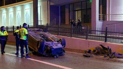 Bursa’nın Gemlik ilçesinde kontrolden çıkan otomobilin takla attığı kazada 3