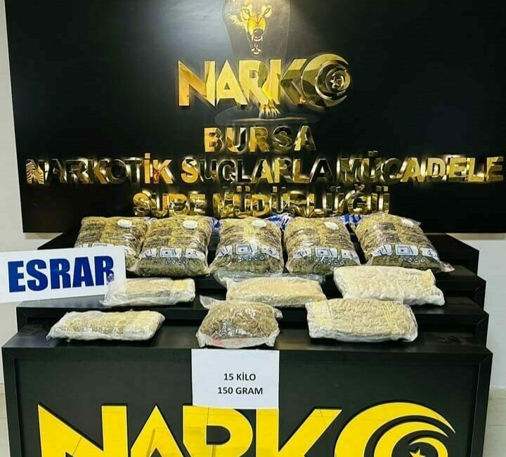 Bursa Emniyet Müdürlüğü’ne bağlı Narkotik Suçlarla Mücadele ve İstihbarat Şube