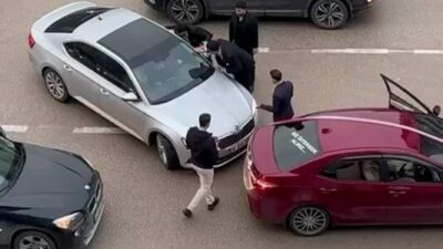 Bursa’nın Nilüfer ilçesinde düğün konvoyu sırasında yaşanan tartışma kısa süreli