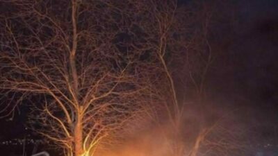 Bursa’da kontrolden çıkan otomobil ağaca çarptıktan sonra alev aldı, vatandaşlar