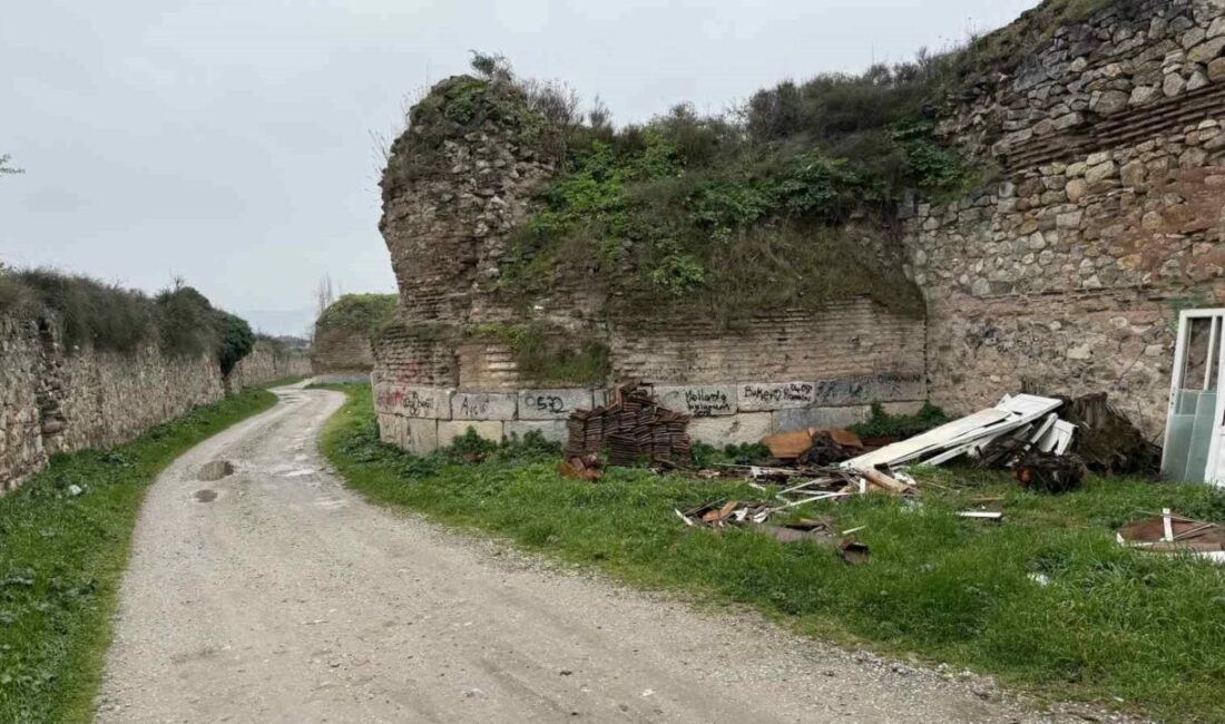 Bursa’nın tarihi ilçesi İznik’te yaklaşık 2 bin yıllık surların duvarlarına