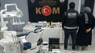 Bursa’nın İnegöl ilçesinde KOM polis ekiplerince sahte diş muayenesine düzenlenen
