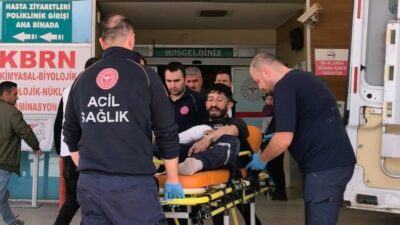 Bursa’nın İnegöl ilçesinde demir sac kesimi yapan genç, spiral taşının