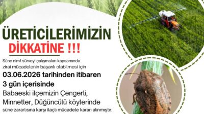 Kırklareli İl Tarım ve Orman Müdürlüğü, süne nimf sürveyi çalışmaları