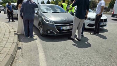 Bursa’nın İnegöl ilçesinde meydana gelen kazada otomobil ile çarpışan motosikletteki