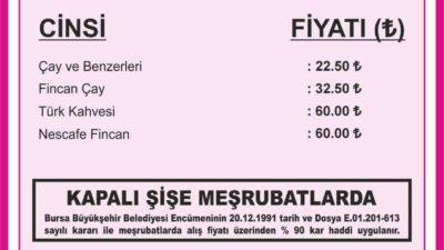 Bursa Kahveciler ve Benzerleri Odası, 2026-2027 döneminde uygulanacak azami fiyat