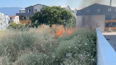 Bursa’nın Osmangazi ilçesinde otluk alanda çıkan yangın, itfaiye ekipleri ile