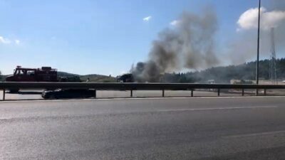 Bursa’nın Gemlik ilçesinde seyir halinde olan bir tır, Dürdane rampasında