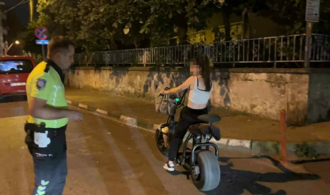 Bursa’da alkol denetimi sırasında şüpheli seyreden elektrikli bisiklet sürücüsü durduruldu.