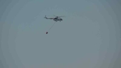 Balıkesir’in Gömeç ve Ayvalık ilçelerinde çıkan orman yangınlarına havadan ve