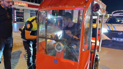 Bursa’nın İnegöl ilçesinde alkollü şekilde triportör kullanan sürücü, polis ekiplerinin
