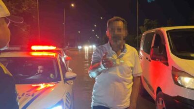 Bursa’da alkol denetimini görünce yavaşlayan ticari araç sürücüsü, yapılan kontrolde
