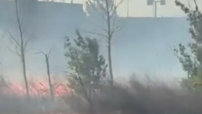 Bursa’da bir fabrikanın yanındaki boş arazide çıkan yangın, korku dolu