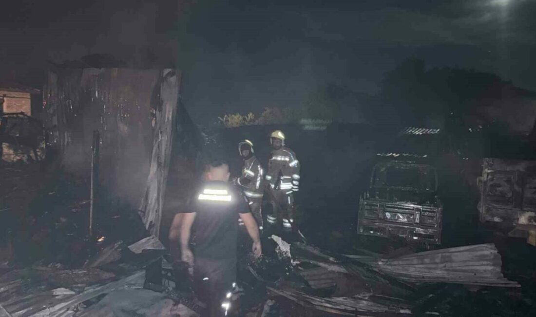 Bursa’nın Harmancık ilçesinde samanlıkta başlayan yangın, yan tarafında bulunan eve