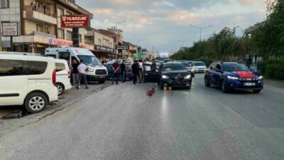 Bursa’nın İnegöl ilçesinde iki otomobilin çarpışması sonucu meydana gelen trafik