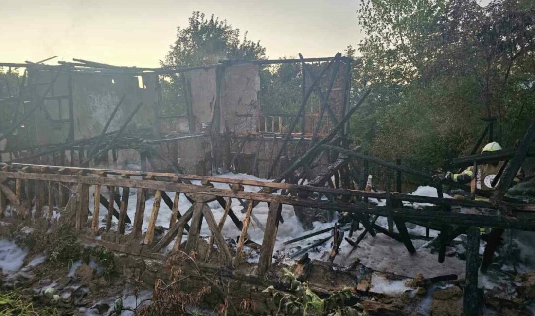 Bursa’nın İnegöl ilçesinde metruk bina alev alev yandı. Yangında, şans