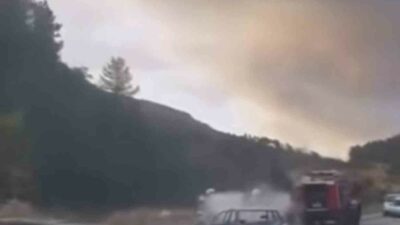 Bursa’nın Orhaneli ilçesinde seyir halindeki bir otomobil, henüz belirlenemeyen bir