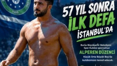 Bursa Büyükşehir Belediyespor güreşçisi Alperen Düzenci, yağlı güreşte 57 yıl