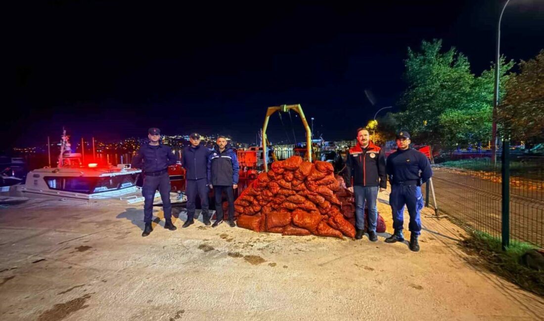 Kumsaz’da düzenlenen denetimde yasa dışı midye avcılığı tespit edildi. El